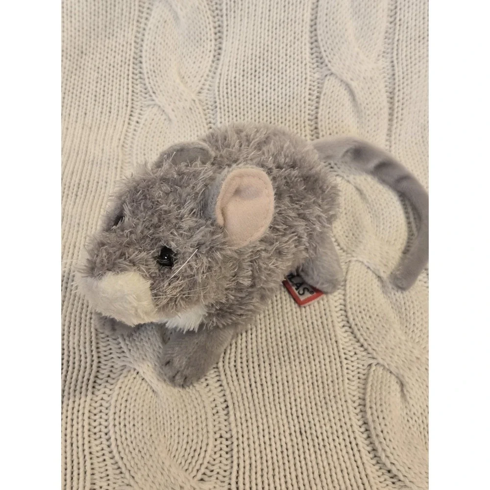 Douglas Cuddle Toys Gray Mouse Plush Stuffed Animal White Belly Long Tail 11" - Picture 1 of 11